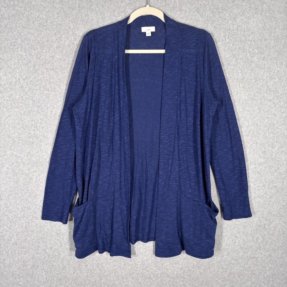 J Jill Cardigan Sweater Small Linen‎ Cotton Thin Sheer Pockets Lounge Long Comfy